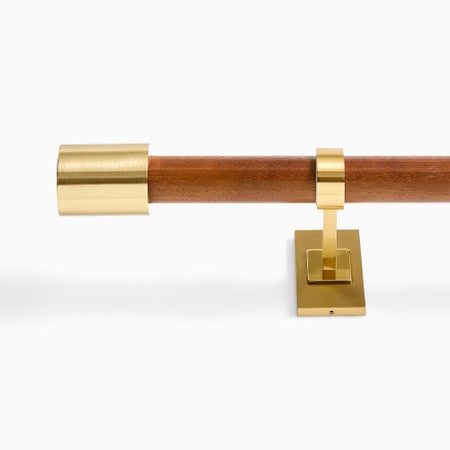Mid-Century Curtain Rod - Cool Walnut/Antique Brass