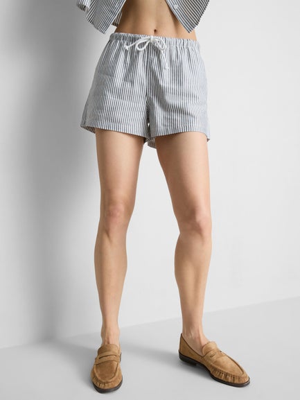 Stripe High Waisted Oxford Shorts