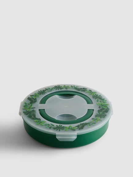 Lidded Tropical Leaf Four Way Serving Platter