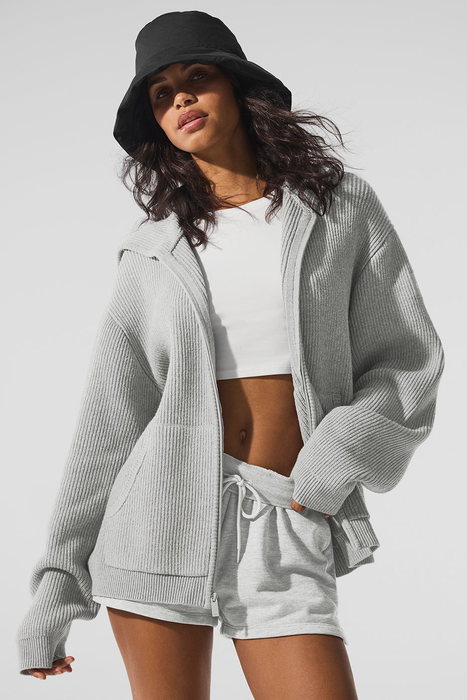 Buy Domain Rib Knit Full Zip Sweater online | Alo Yoga Qatar
