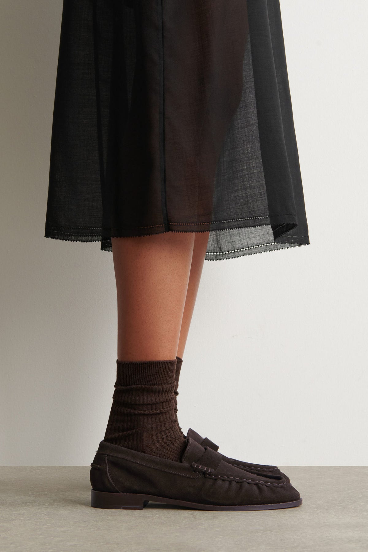 LEATHER MOCCASIN LOAFERS — BROWN