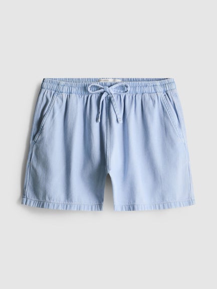 Cotton Denim Jogger Shorts