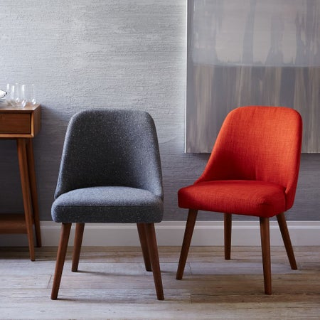 Mid-Century Upholstered Dining Chair - Wooden Legs