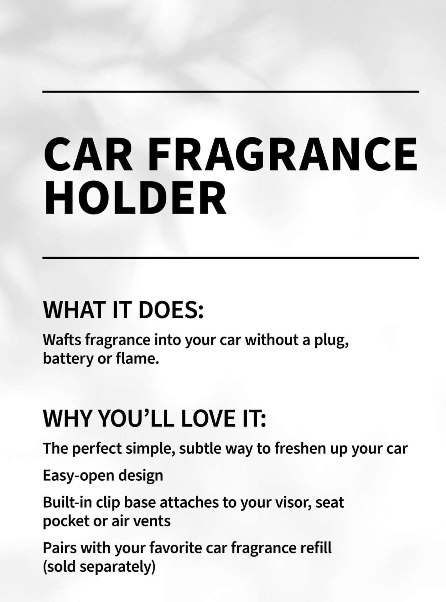 Black Glitter Vent Clip Car Fragrance Holder