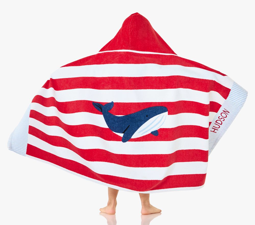 Rugby Stripe Whale Beach Hooded Towel | Pottery Barn Kids UAE