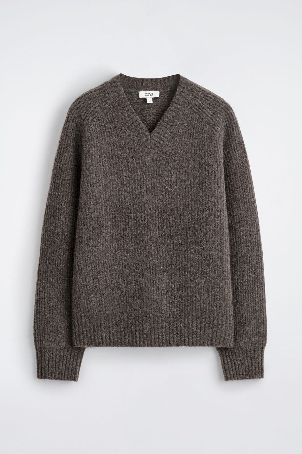 OVERSIZED WOOL-YAK V-NECK JUMPER — Mole medium dusty