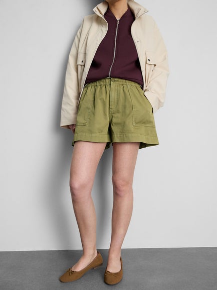 Cotton Denim Utility Shorts
