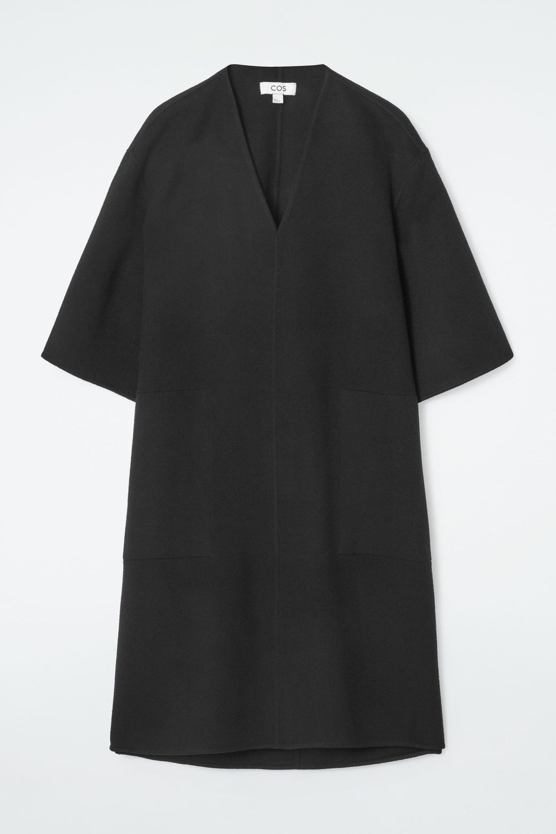V-Neck Tucked Wool Dress/2/ウール/BLK（RIM.ARK（リムアーク）の 