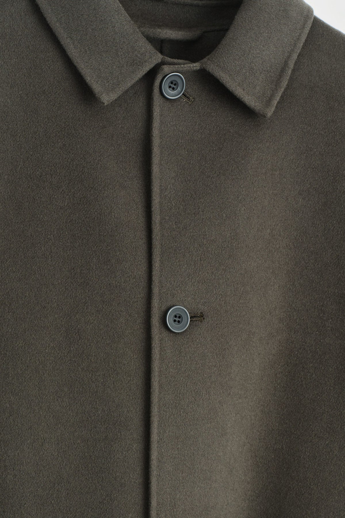 SPLIT WOOL CAR COAT — Khaki green dark