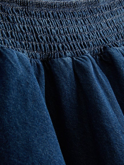 Cotton Denim Ruffle Mini Skirt