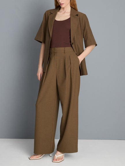 Pleated Mid-Rise Trousers