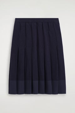 MERINO WOOL PLEATED MIDI SKIRT — Blue dark 6