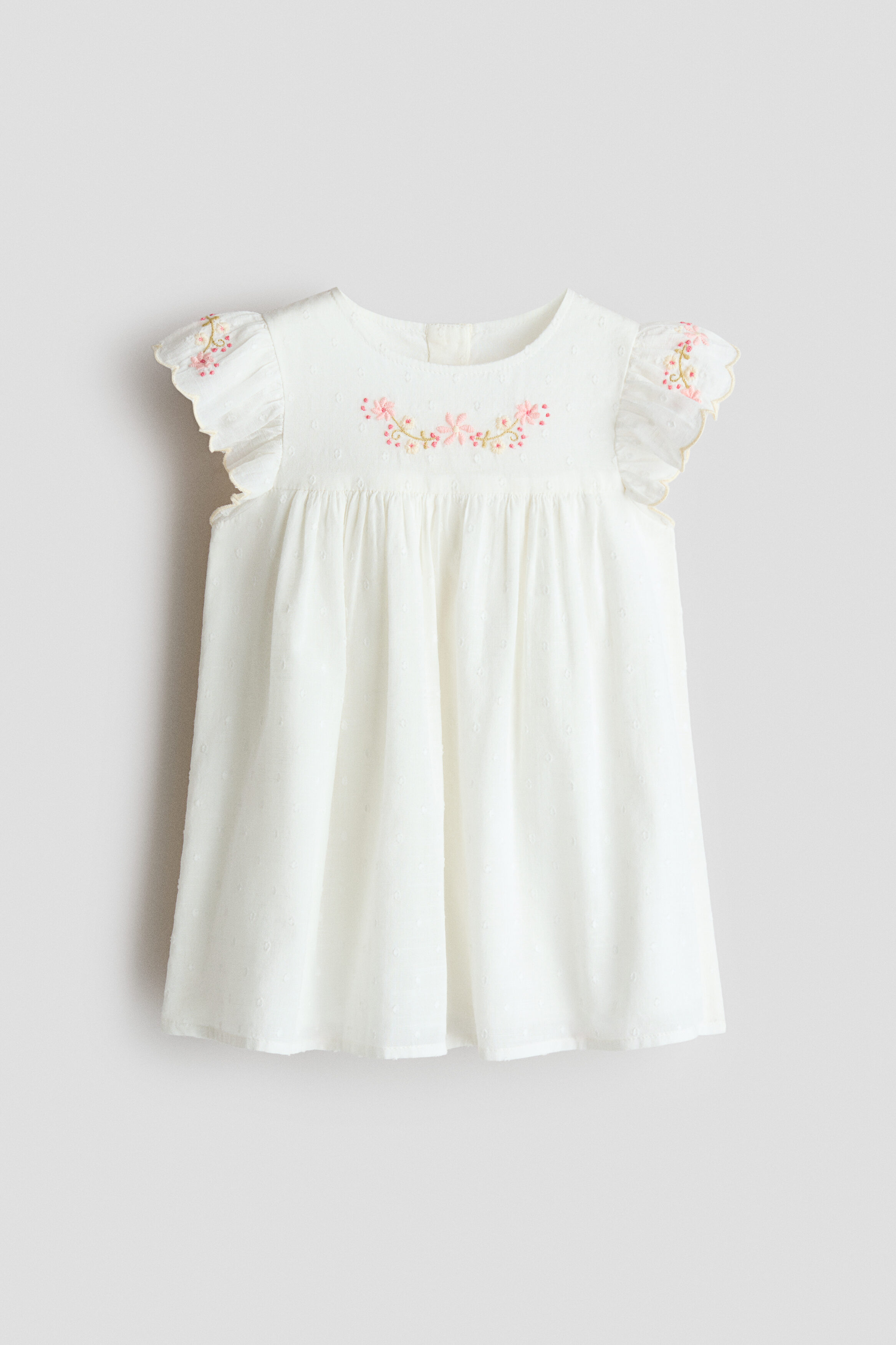 Embroidery-detail cotton dress
