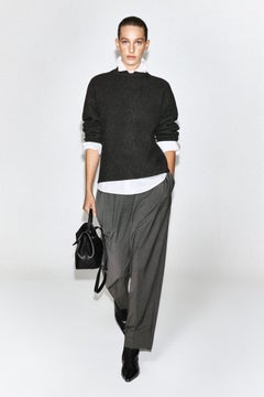 LAYERED-COLLAR BOILED WOOL JUMPER — Grey dark 2
