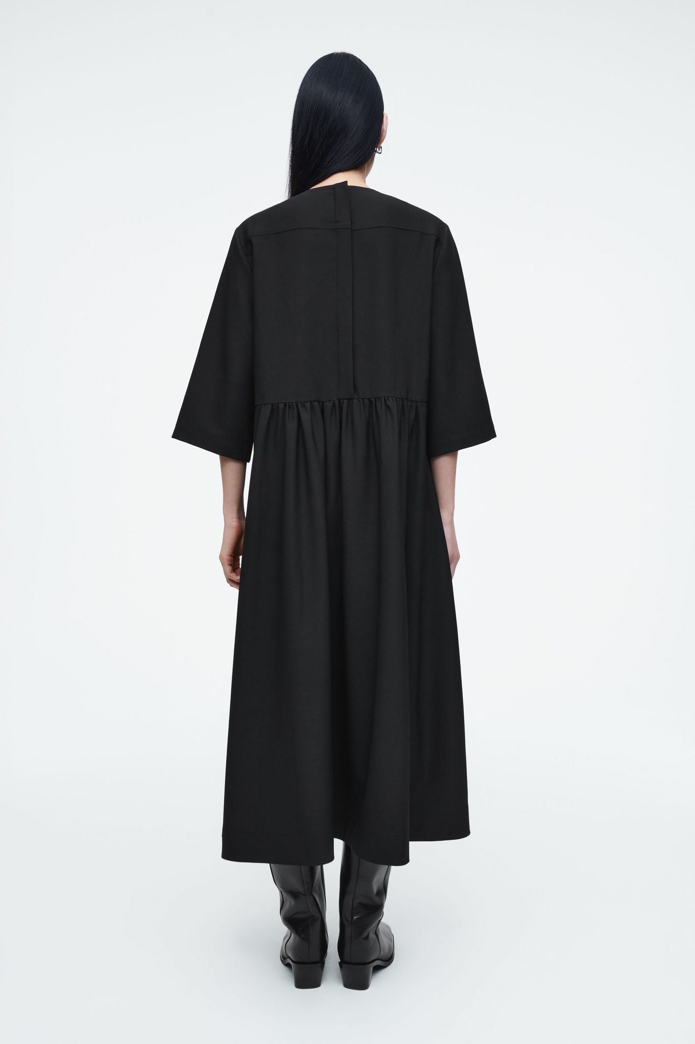 Gathered Wool-blend Midi Dress | COS UAE Gathered Wool-blend Midi Dress | COS UAE