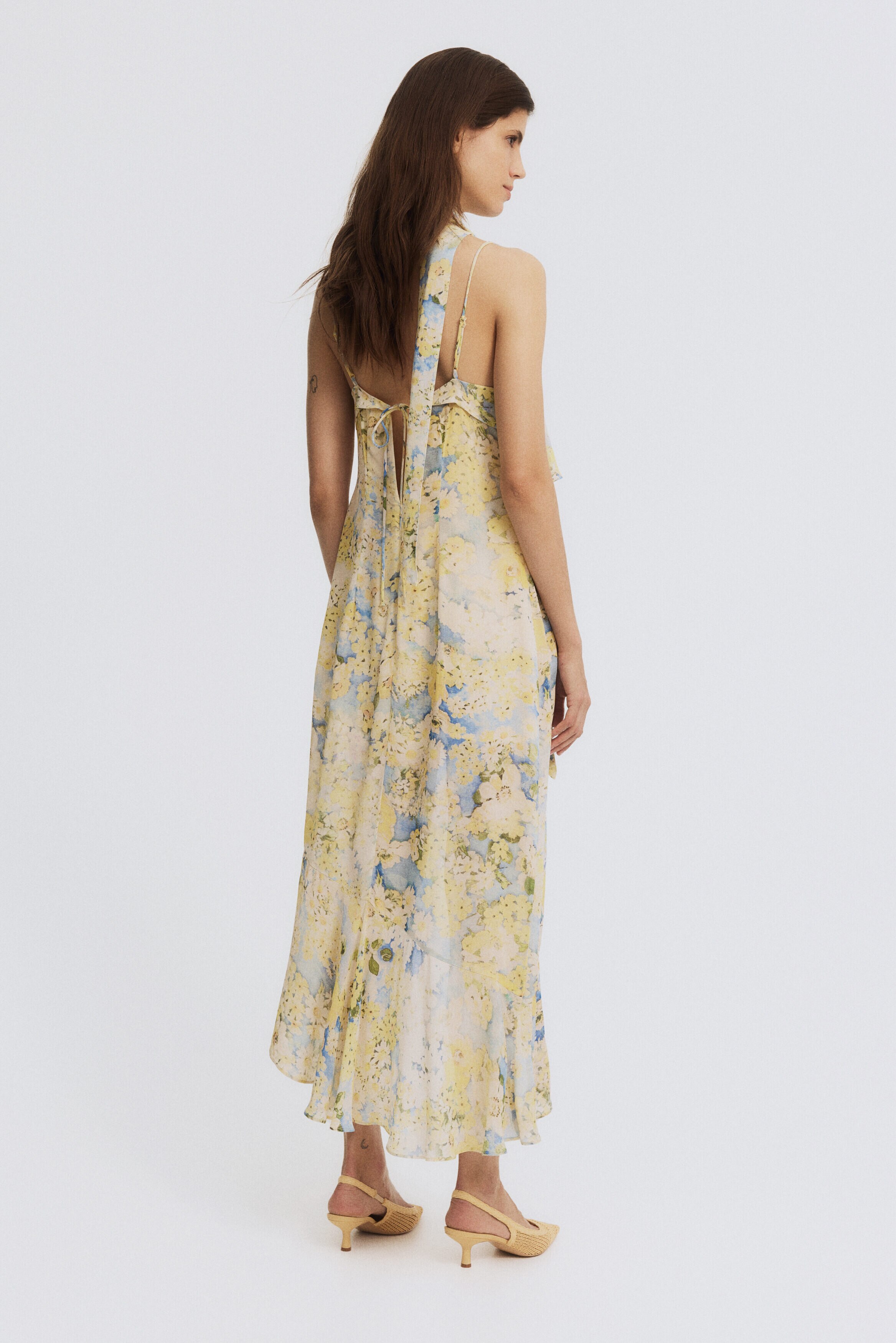MAMA Flounced chiffon dress with scarf