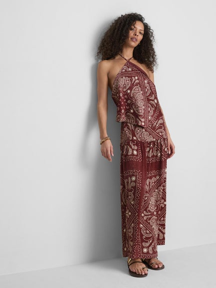 Paula Echevarría Printed Satin Maxi Skirt