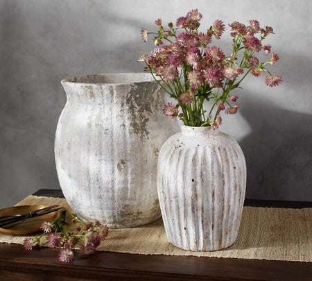 Weathered White Stone Vases