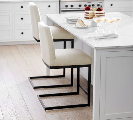 Classic Metal Cantilever Upholstered Bar & Counter Stools