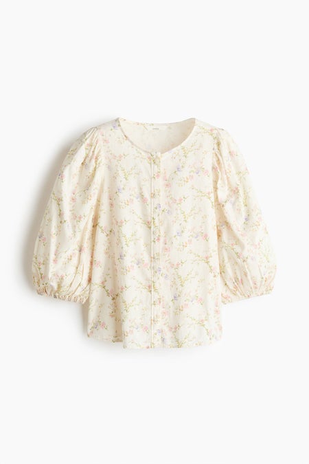 Linen-blend blouse