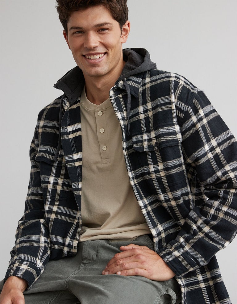Plaid Shirt Ae Flannel Hoodie Buy American Eagle Flannel Hoodie