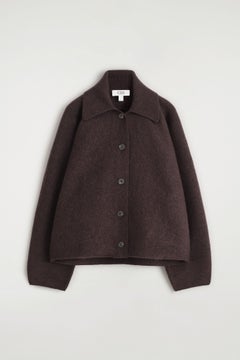 SCULPTED MERINO WOOL SHORT JACKET — Brown dark 6