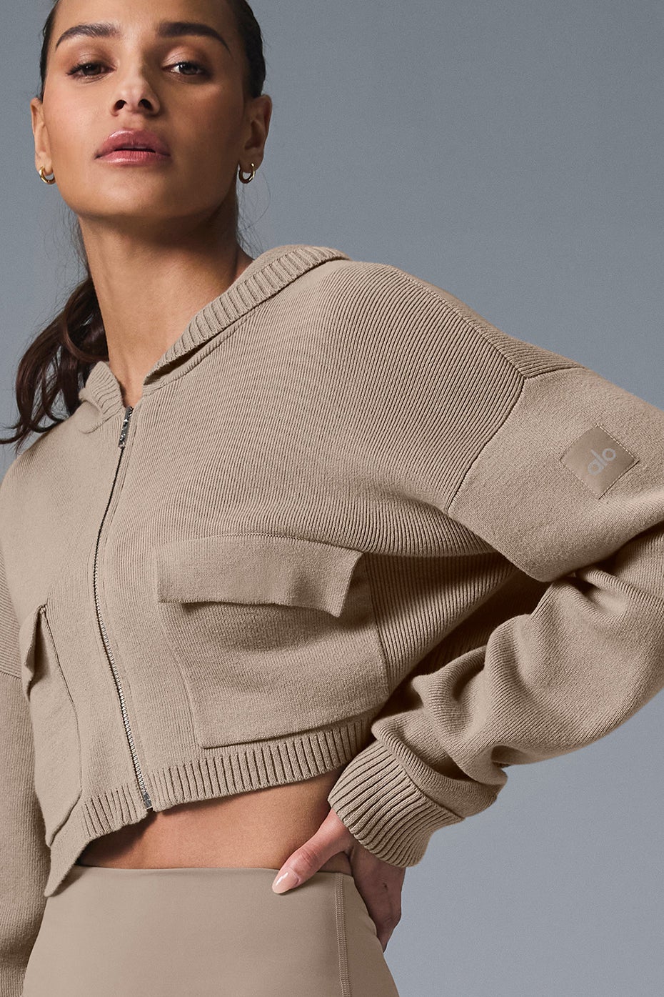 Buy Scholar Knit Cargo Full Zip Hoodie online | Alo Yoga Qatar