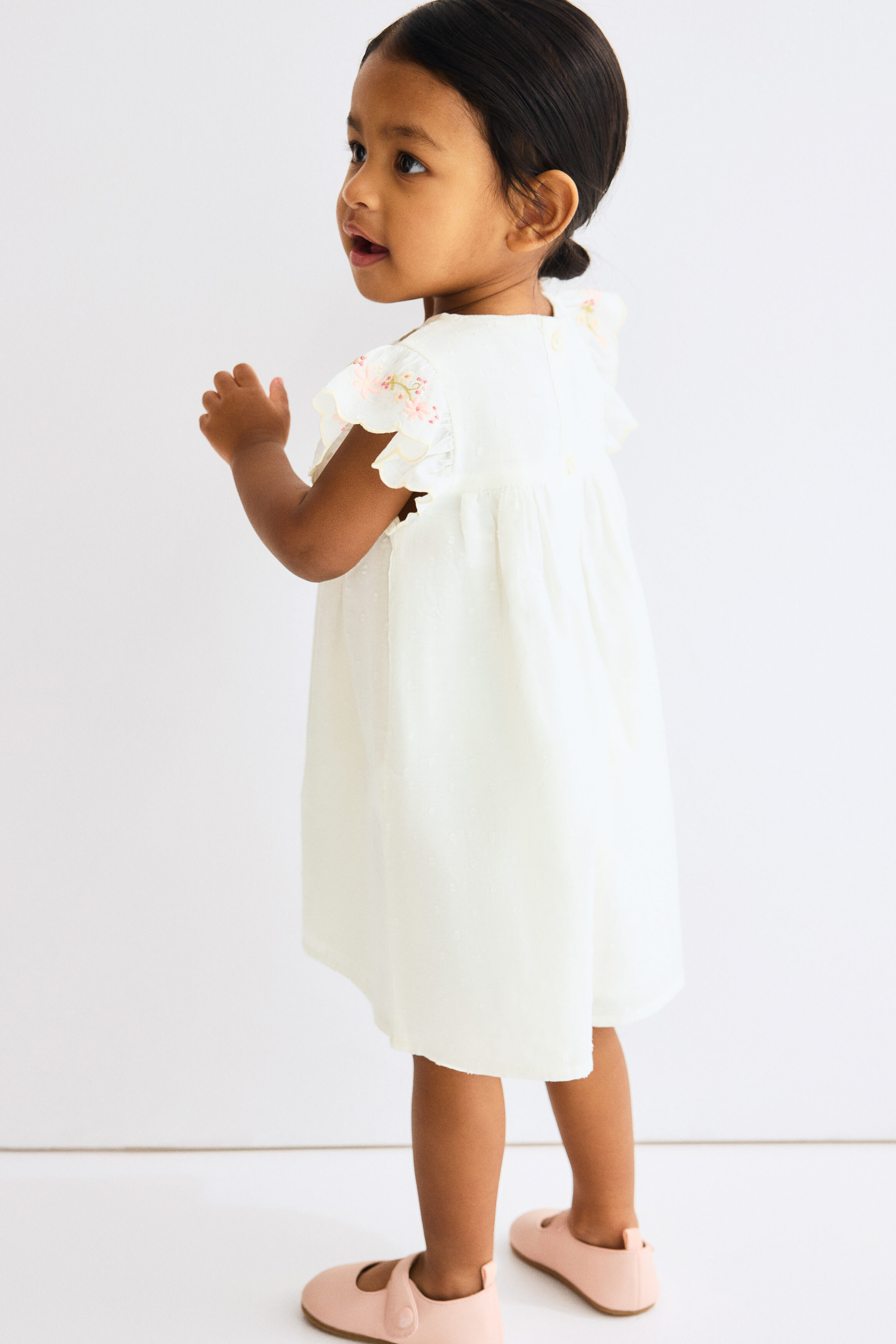 Embroidery-detail cotton dress