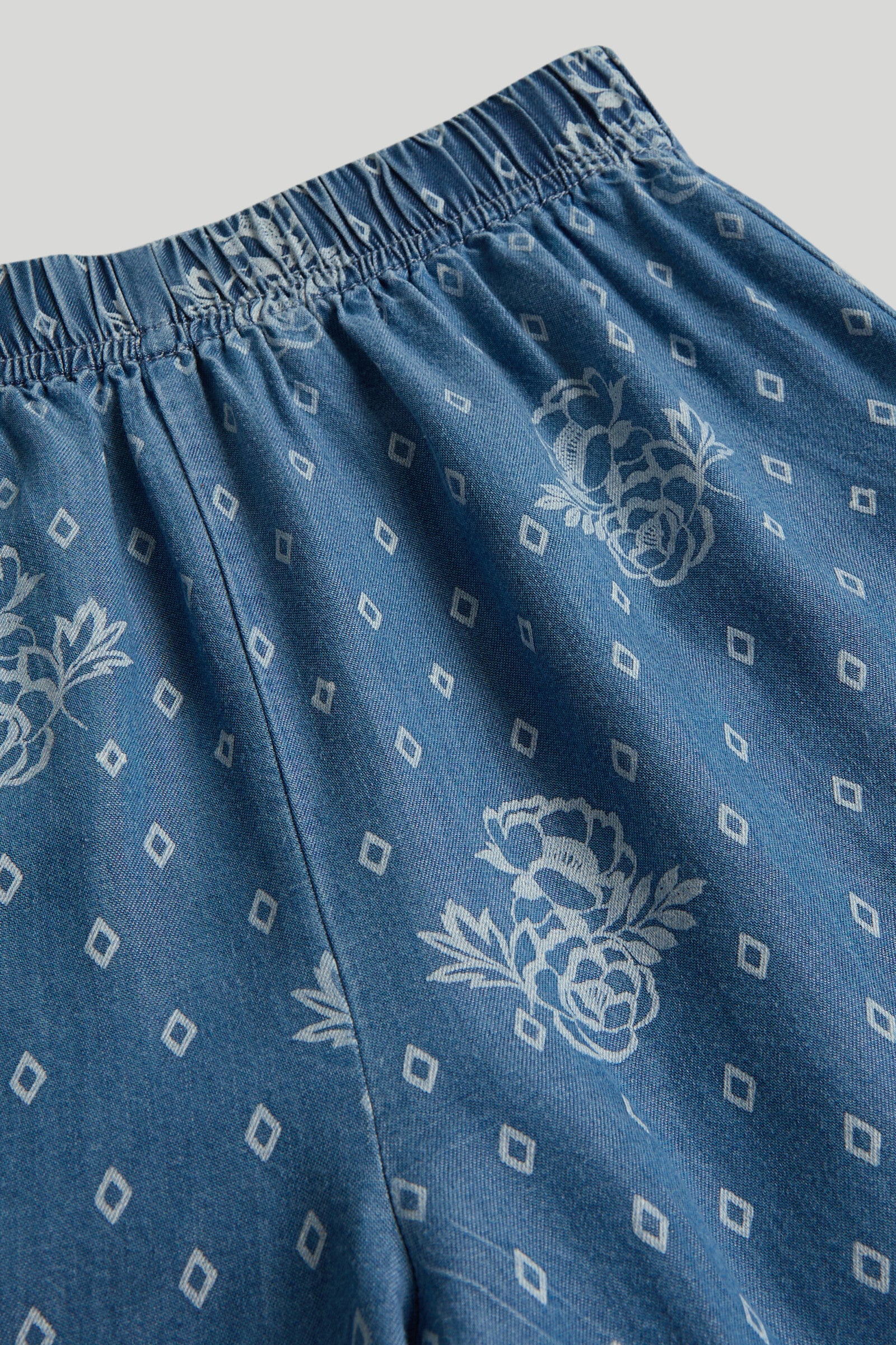 Floral Wide-Leg Denim Culottes