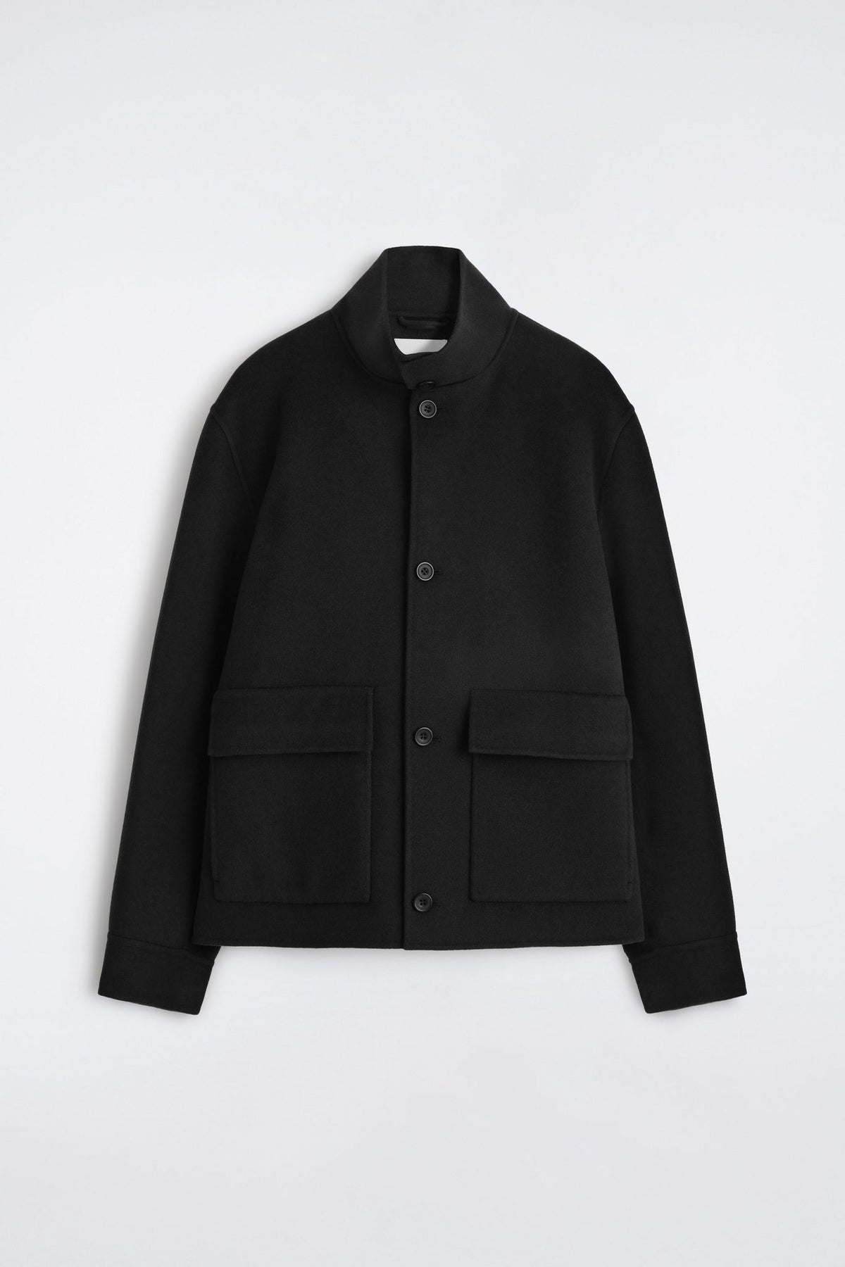 SPLIT WOOL HARRINGTON JACKET — Black dark