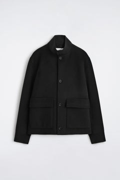 SPLIT WOOL HARRINGTON JACKET — Black dark 7