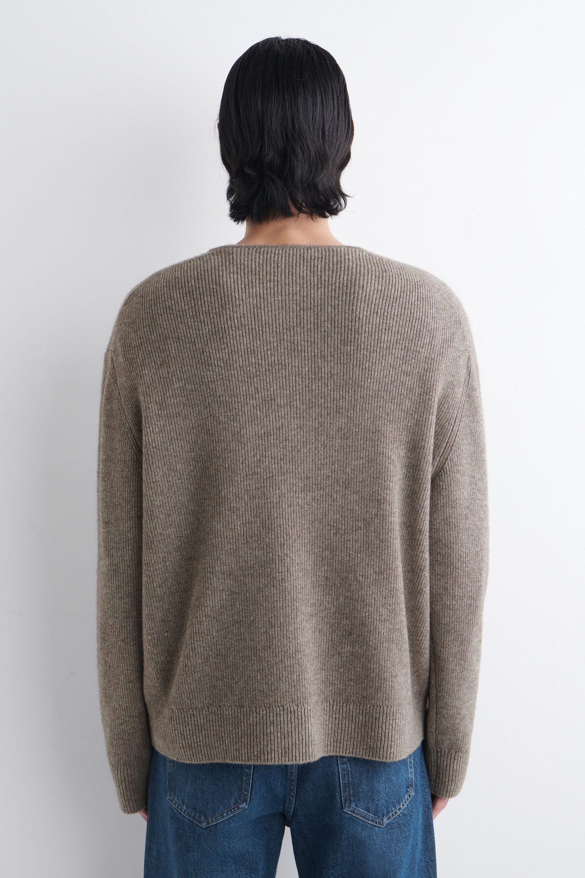 KNITTED MERINO-YAK HENLEY TOP — BEIGE DARK