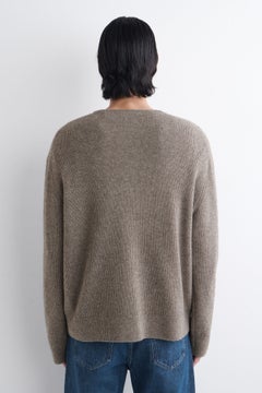 KNITTED MERINO-YAK HENLEY TOP — BEIGE DARK 6