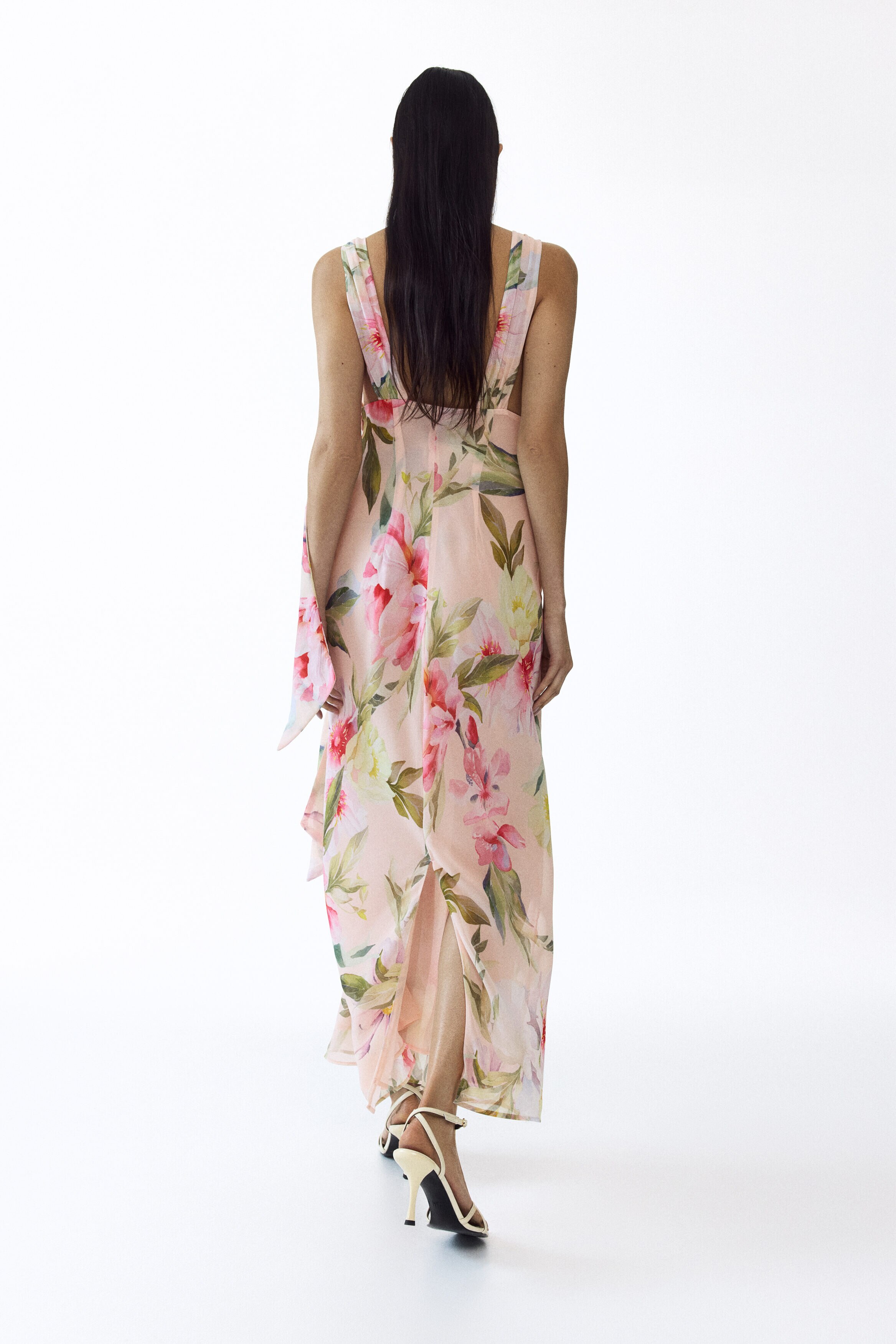 MAMA Scarf-detail chiffon dress