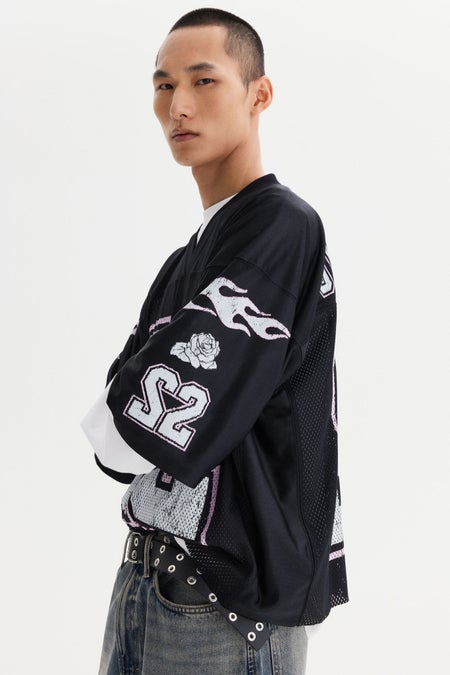 Oversized Fit Printed mesh T-shirt