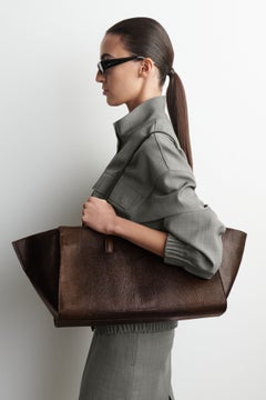 MONUMENT TOTE BAG - LEATHER — Brown dark 2