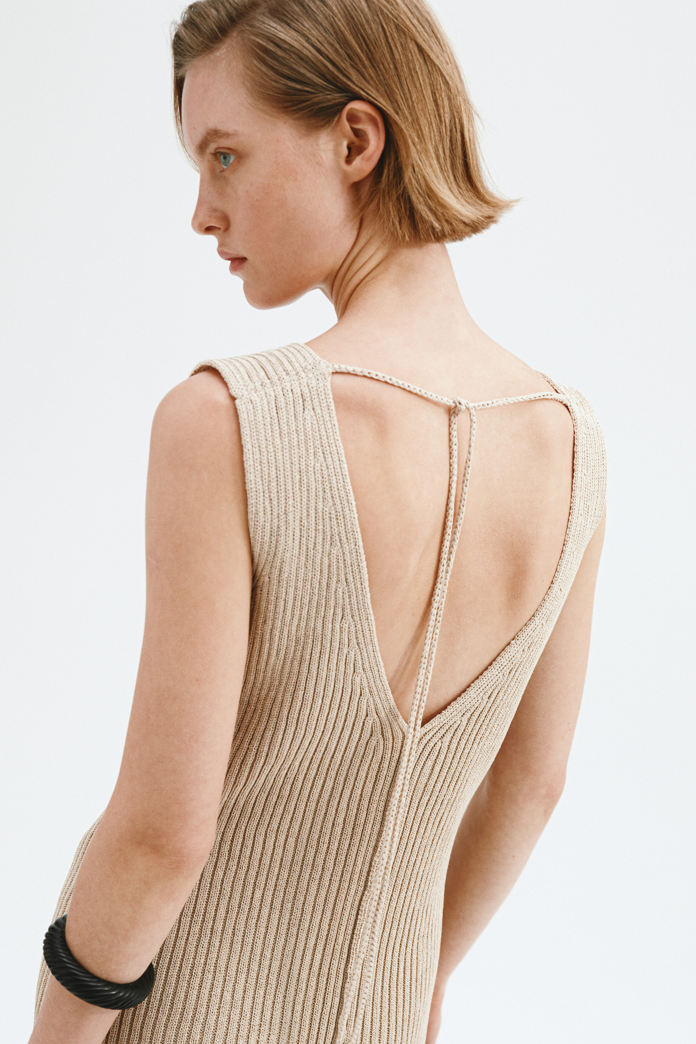 tie back rib knit dress H & M Tie-back Rib-knit Dress (Brown)