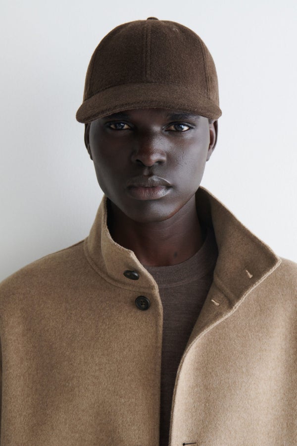 WOOL-BLEND BASEBALL CAP — Brown dark
