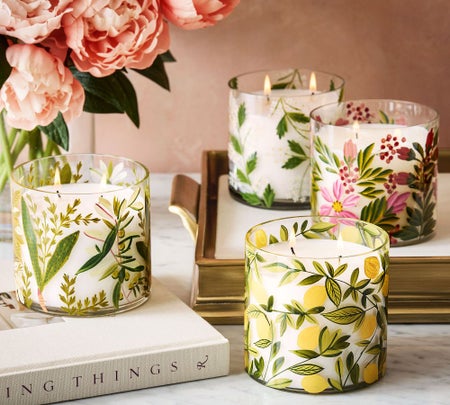 Hand Painted Flower Candle