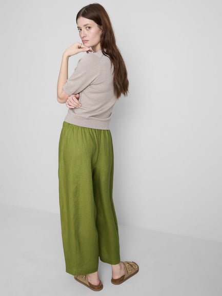 The Edit Wide Leg Linen Trousers