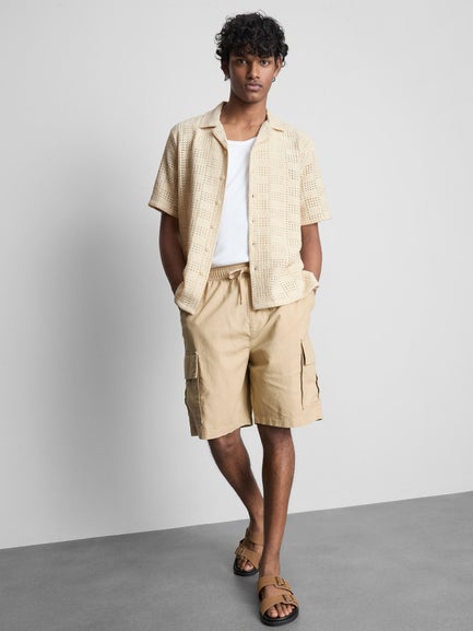Linen Blend Cargo Shorts