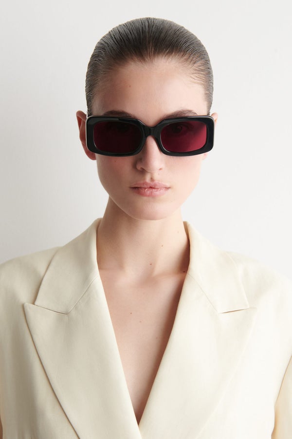 RECTANGULAR SUNGLASSES — Black dark