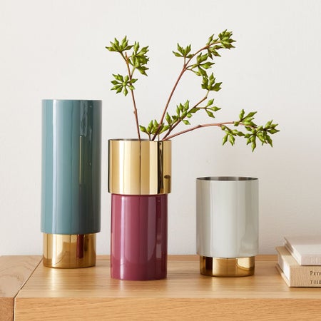 Brass & Enamel Tube Vases Brass & Enamel Tube Vases