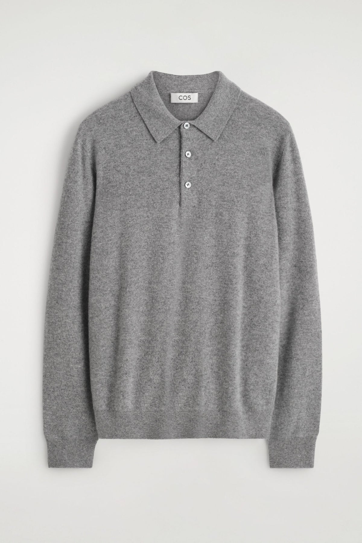 SEAMLESS PURE CASHMERE POLO SHIRT — Grey medium dusty