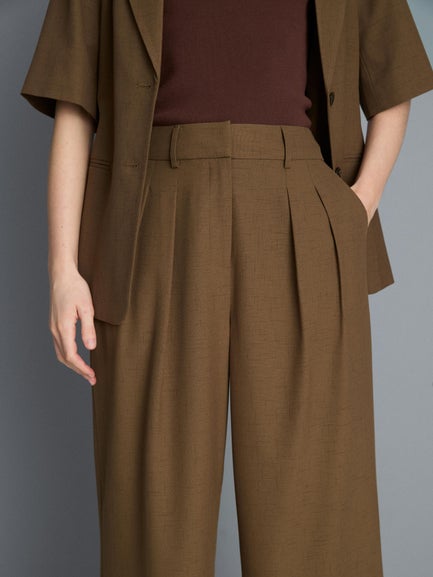 Pleated Mid-Rise Trousers