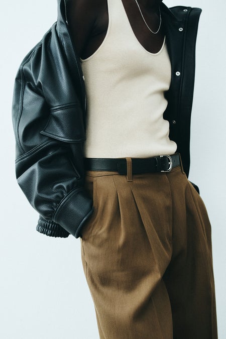 Linen-blend tailored trousers