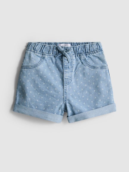 Printed Denim Shorts