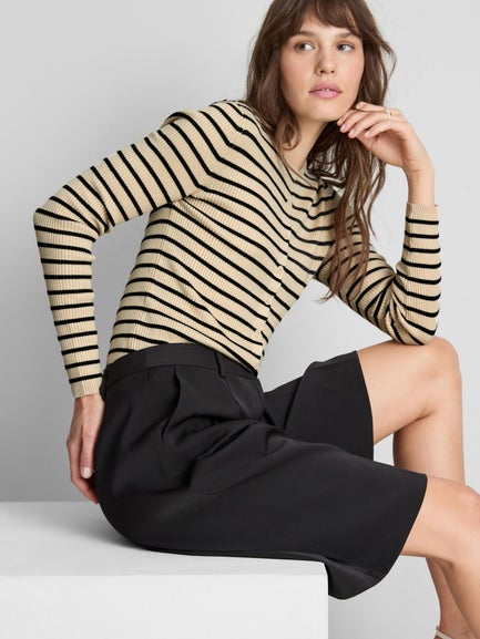 Ribbed Round Neck Cardigan