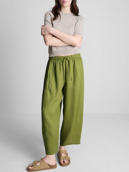The Edit Wide Leg Linen Trousers