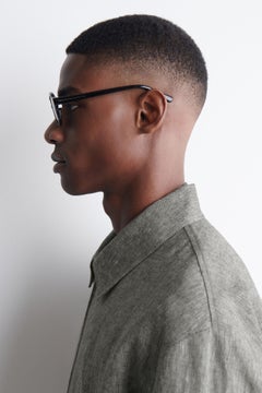 RECTANGULAR AVIATOR SUNGLASSES — Black dark 2